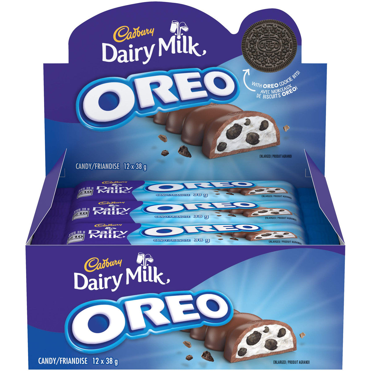 Cadbury Dairy Milk Oreo 38g, 12ct, Chocolate Bars, (Imported from Canada)