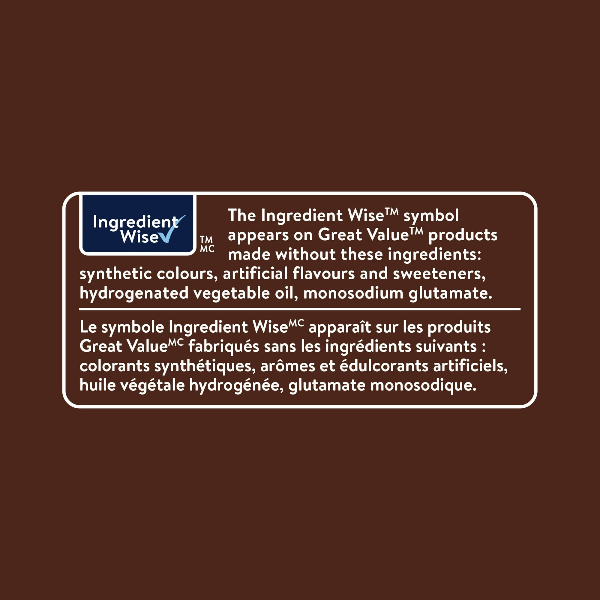Ingredients wise label on a brown background