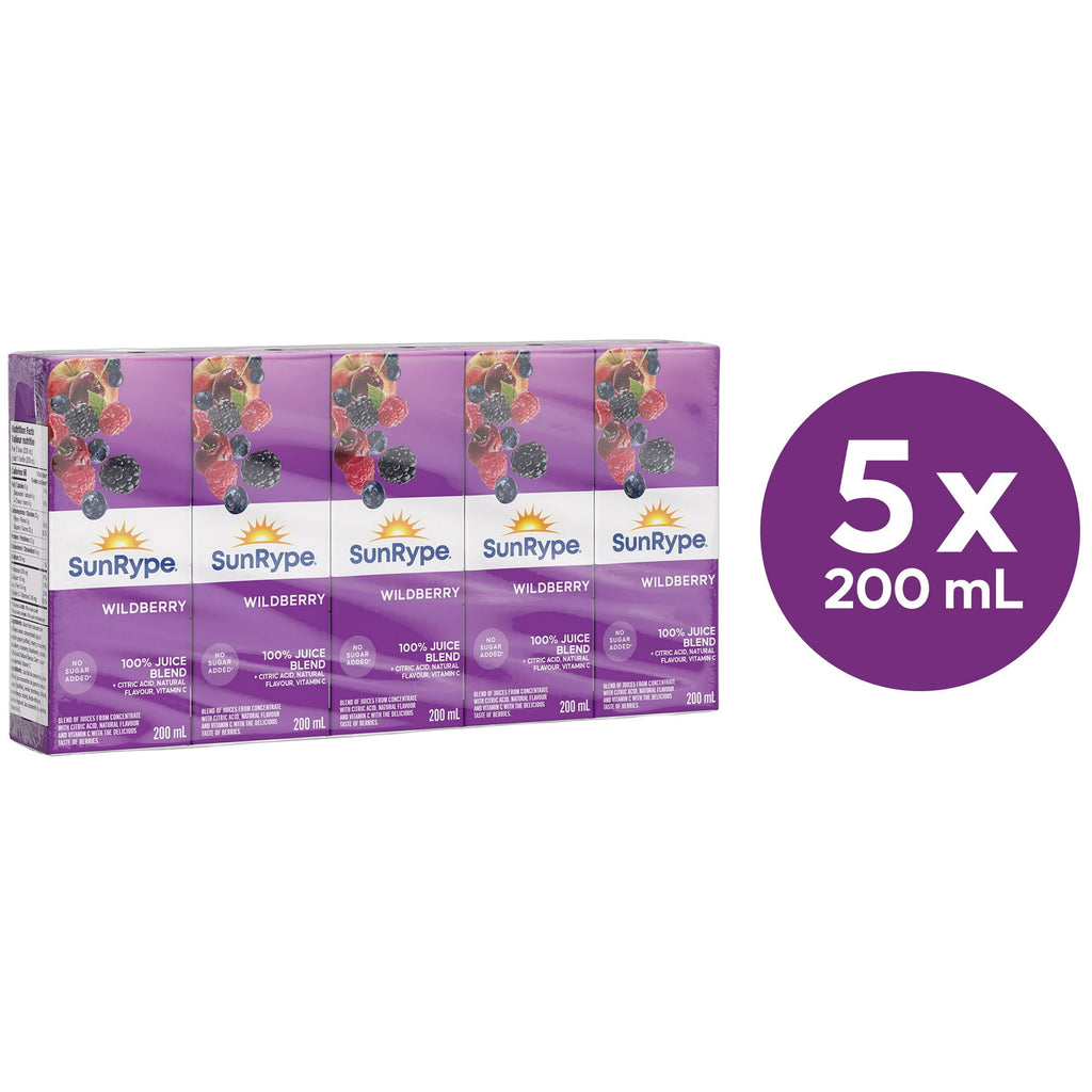 SunRype Wildberry Juice Boxes Perfect For On-The-Go, 5x200ml/33.8 fl. oz. - Front Of Pack