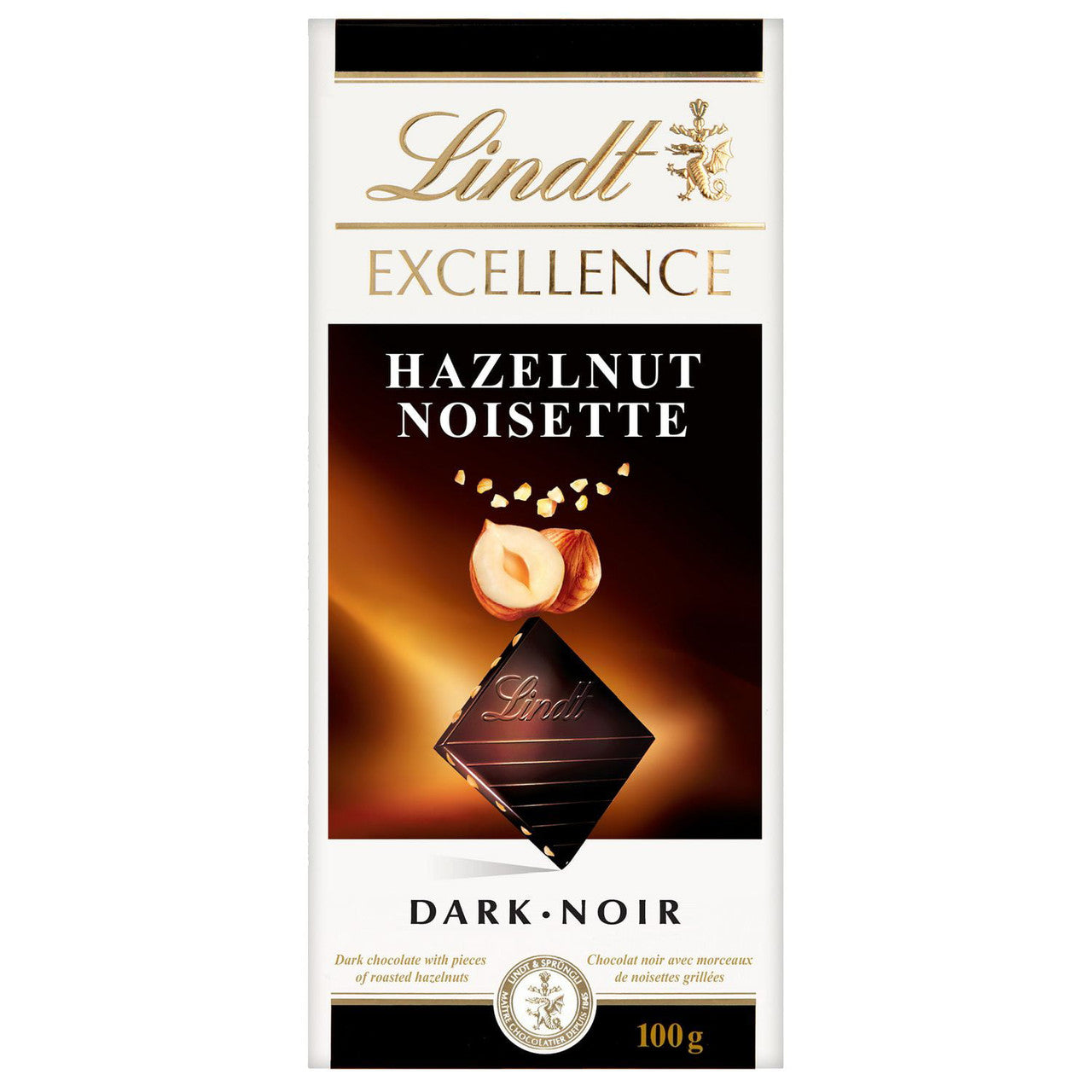 Lindt Excellence Roasted Hazelnut Dark Chocolate Bar, 100g/3.5 oz. {Imported from Canada}