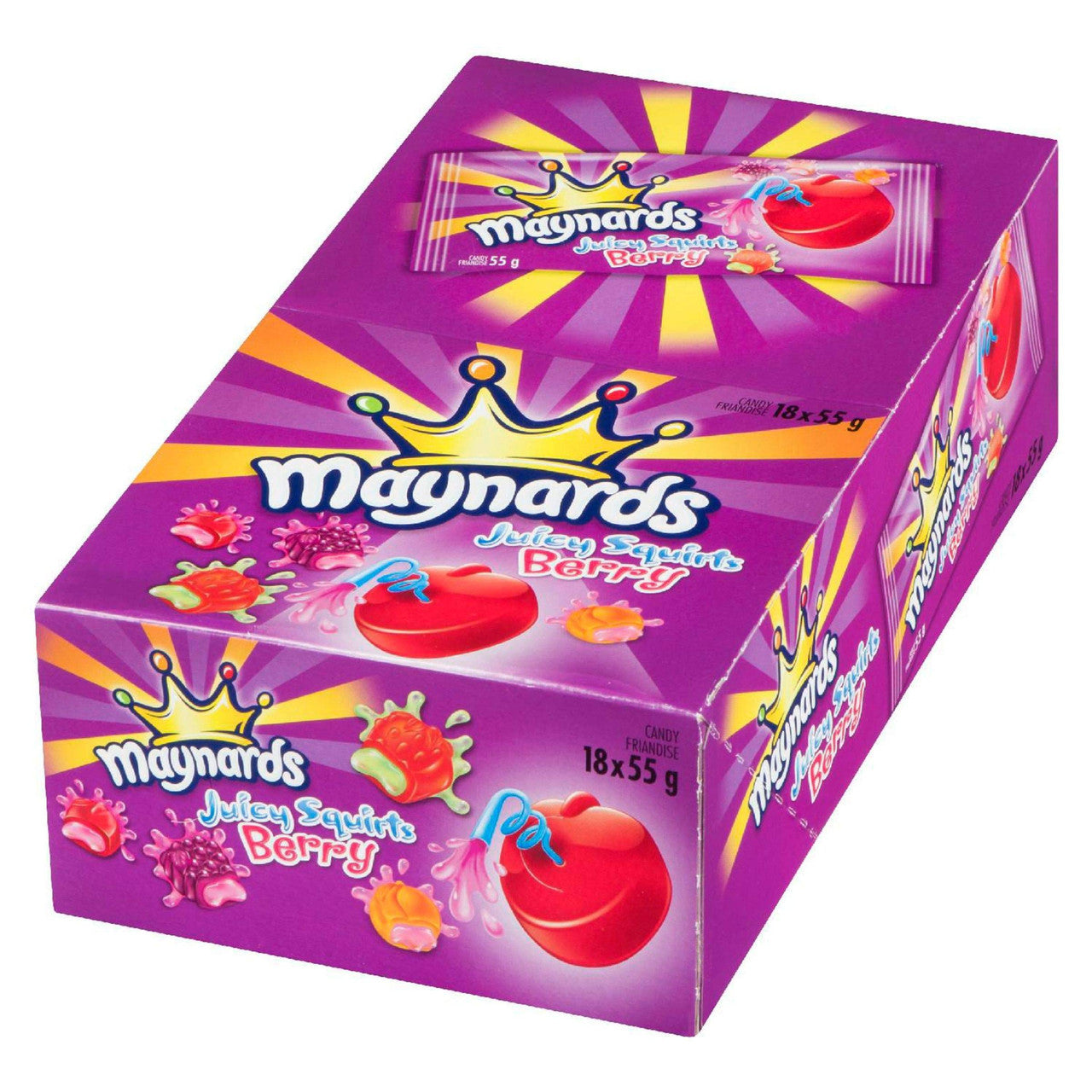 Maynards Juicy Squirts Berry Gummy Candy, 55g/1.9oz., (Pack of 18) {Imported from Canada}