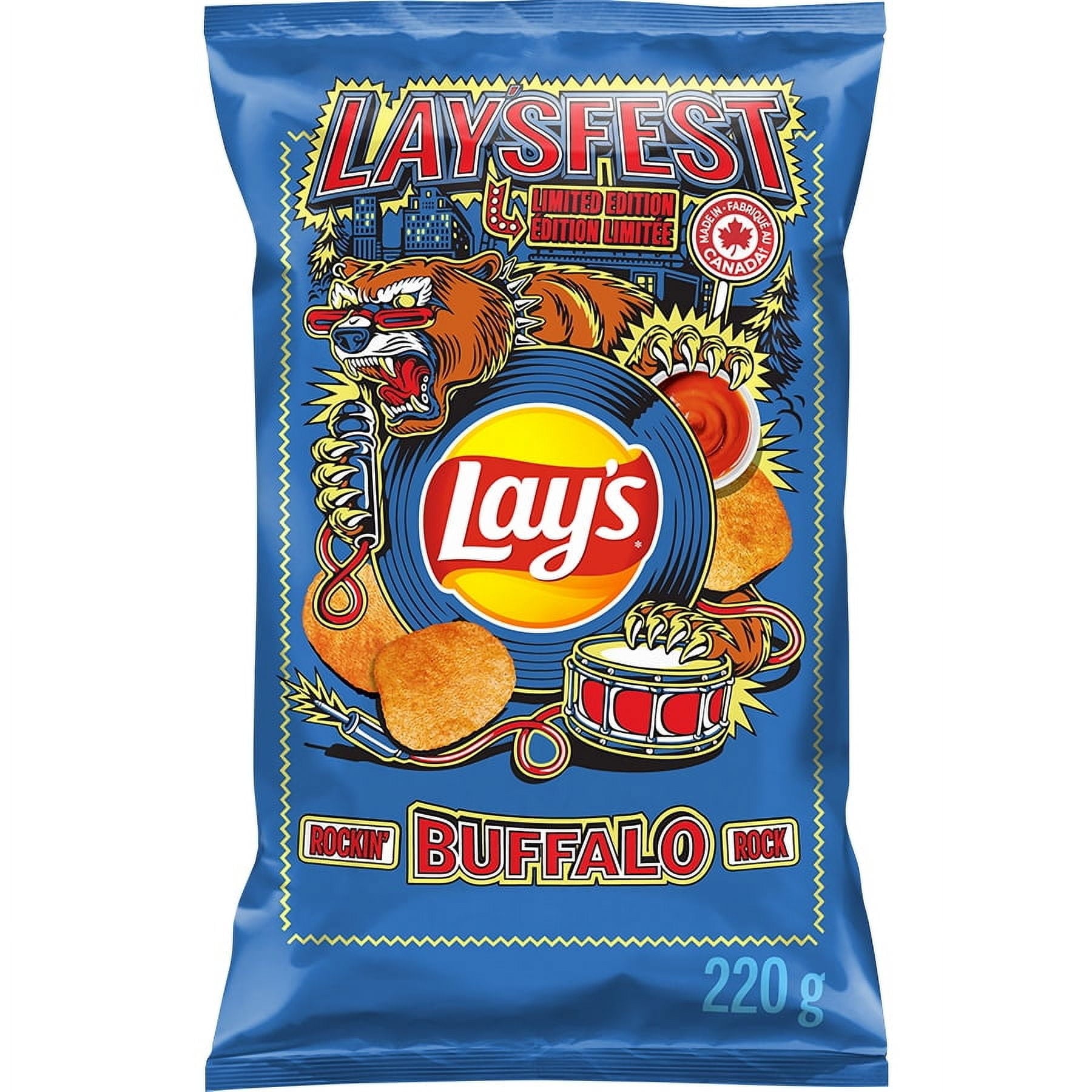 Lays LAYSFEST Rockin' Buffalo Potato Chips, 220g/7.8 oz - Front