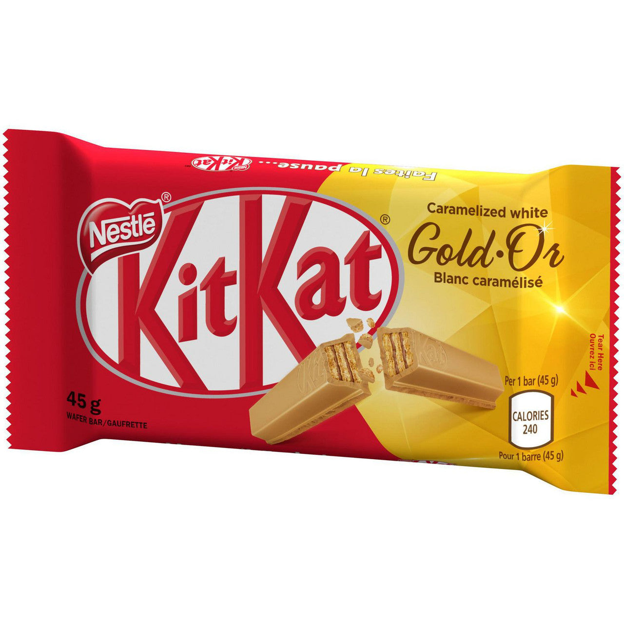 NESTLE KITKAT Gold Caramelized White Wafer Bar, 45g/1.6 oz., {Imported from Canada}