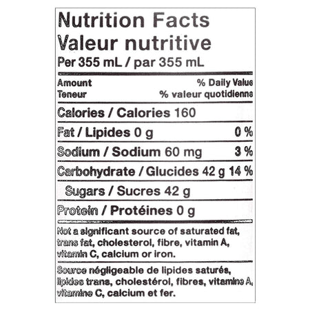 7UP Lemon-Lime Soda 355mL Cans 12 Pack - Nutrition Facts