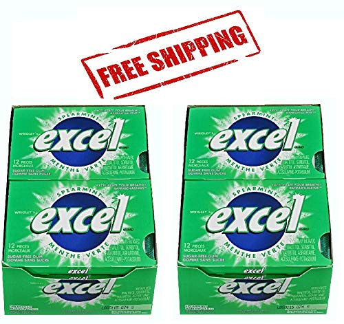 Excel Sugar-Free Gum, Spearmint, 12 Count (2 Pack) {Imported from Canada}