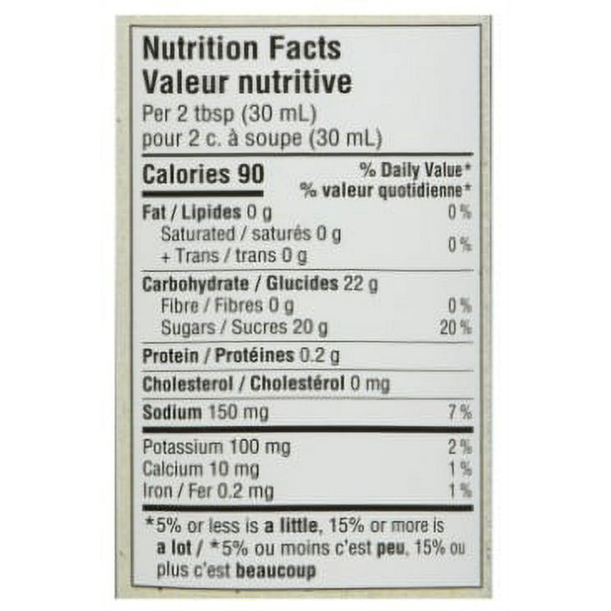 Montana's Apple Butter BBQ Sauce, nutrition facts label