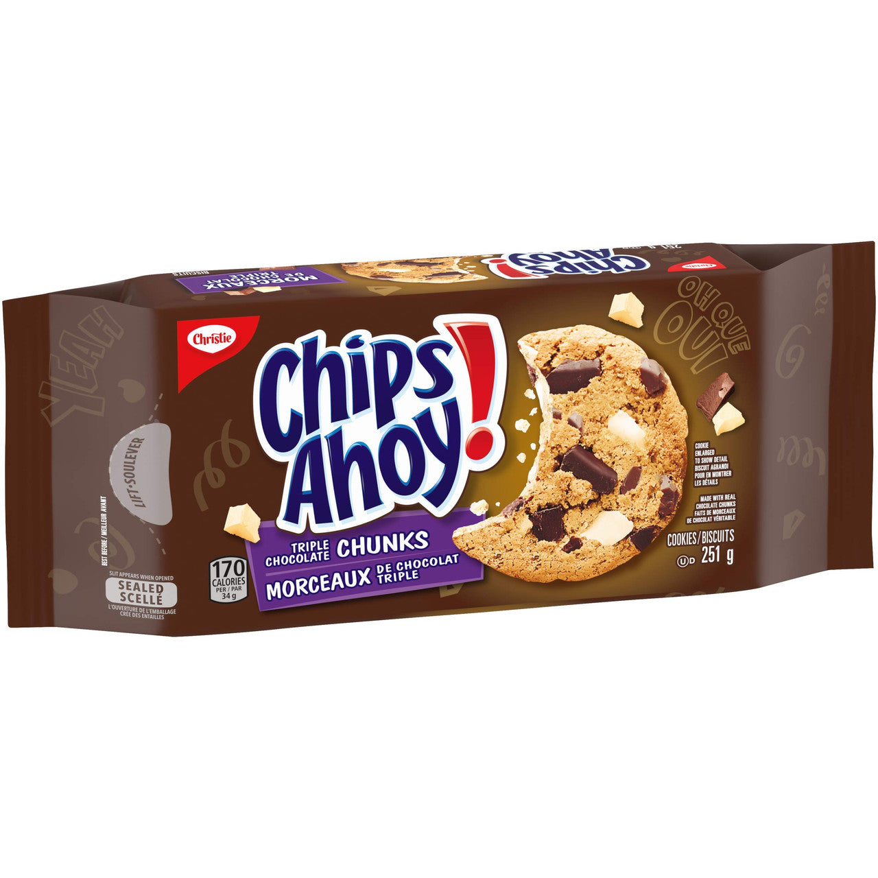 Christie Chips Ahoy Triple Chocolate Chunks Chocolate Chip Cookies, 251g/8.9oz {Imported from Canada}