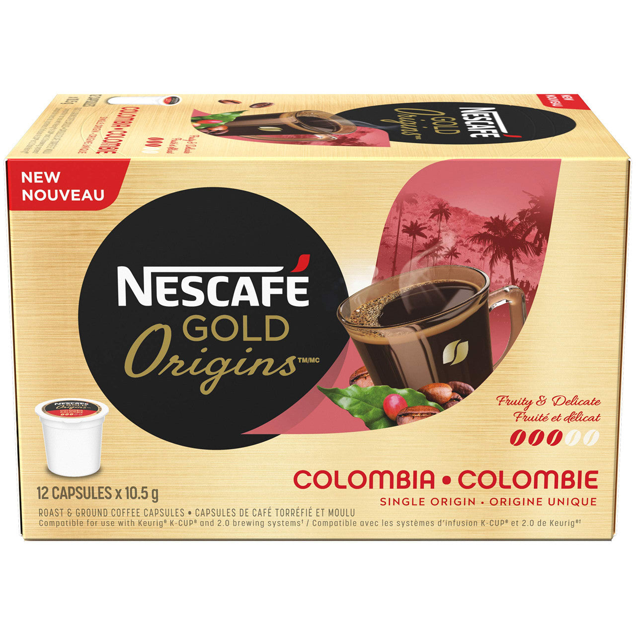 NESCAFE GOLD ORIGINS, Colombia Coffee Capsules, 12ct x 10.5 g, {Imported from Canada}