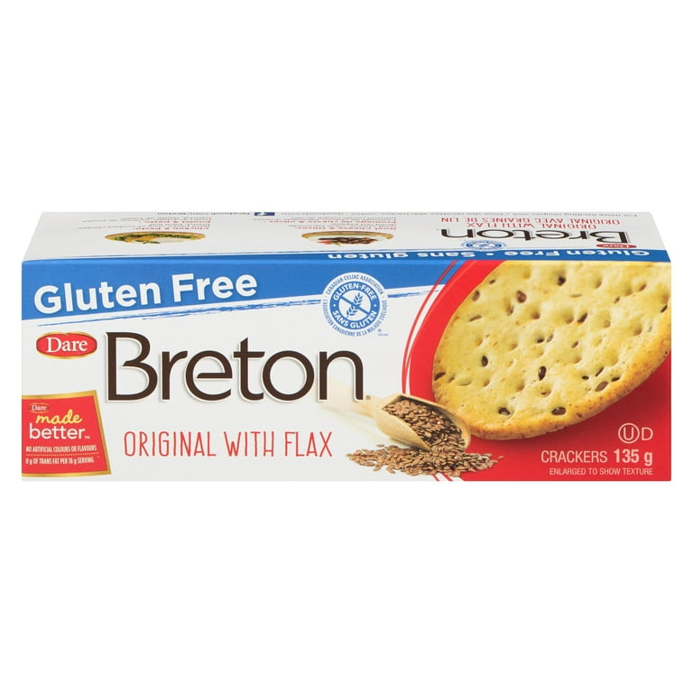 Dare Breton Gluten Free Original With Flax Crackers, 135g/4.7 oz. Box {Imported from Canada}