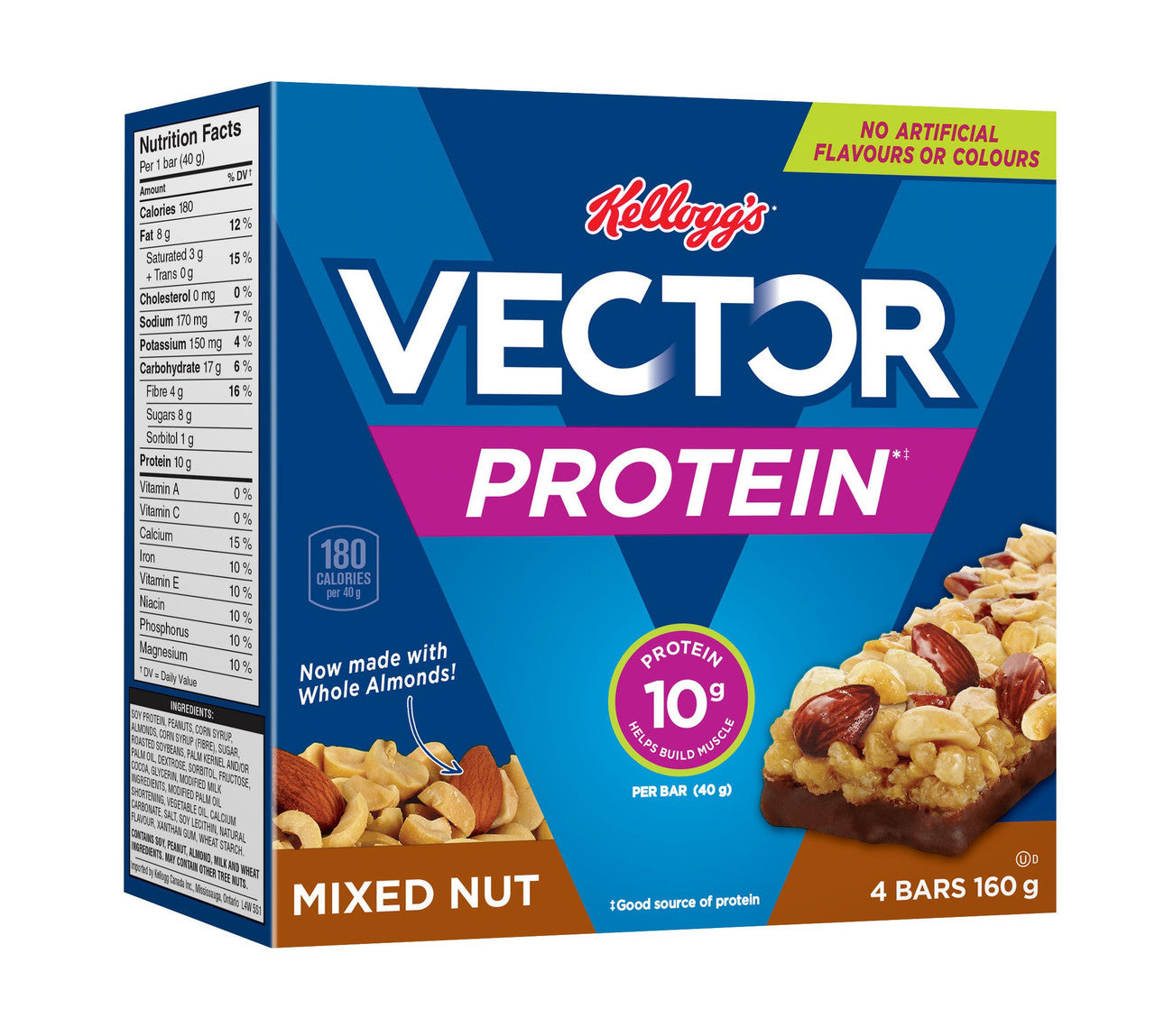 Kellogg's Vector Protein Bars, Mixed Nut, 160g/5.6oz, (Imported from Canada)