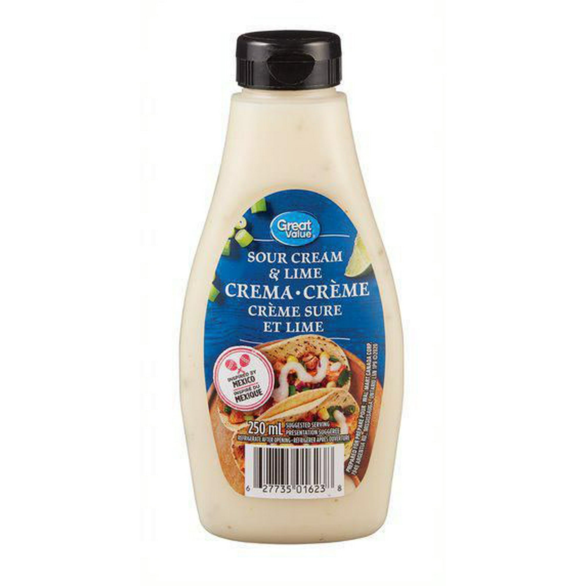 Great Value Sour Cream & Lime Crema Sauce, 250g/8.8 oz