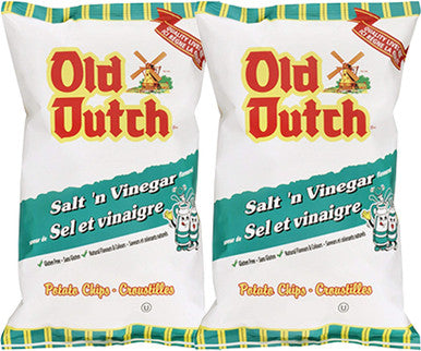 Old Dutch Salt & Vinegar Potato Chips, 255g/9oz., (2 Large Bags) {Imported from Canada}