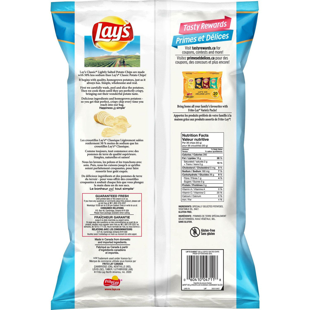 Lay's Classic Lightly Salted Potato Chips, 235g/8.3 oz., {Imported from Canada}