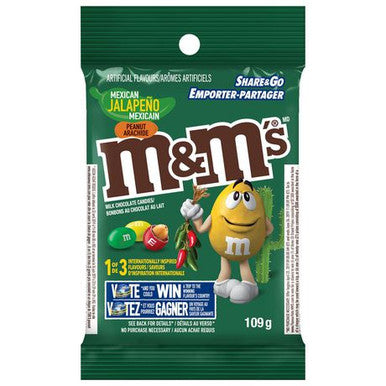 M&M'S Mexican Jalapeno Chocolate Candy, Peg Bag, 109g/3.8oz, (Imported from Canada)