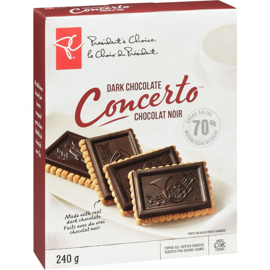 PC Concerto Dark Chocolate Topped All-Butter Biscuits 240g/8.5 oz. {Imported from Canada}