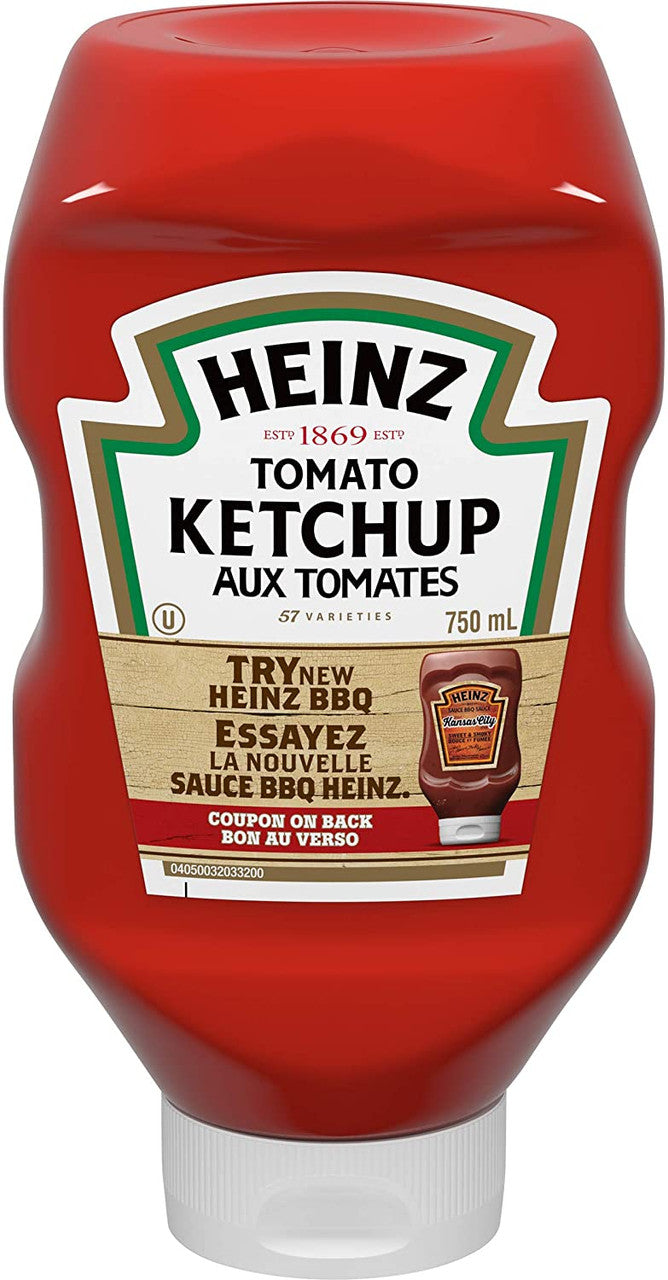Heinz Tomato Ketchup, 750mL/25.4 fl.oz., Bottles (Pack of 12), {Imported from Canada}