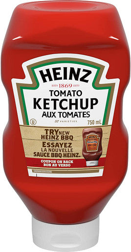 Heinz Tomato Ketchup, 750mL/25.4 fl.oz., Bottles (Pack of 12), {Imported from Canada}