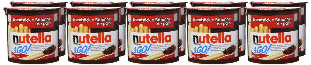 Nutella and Go Snack Packs, Chocolate Hazelnut Spread with Breadsticks, 10ct, 52g/1.8 oz per pack, {Imported from Canada}