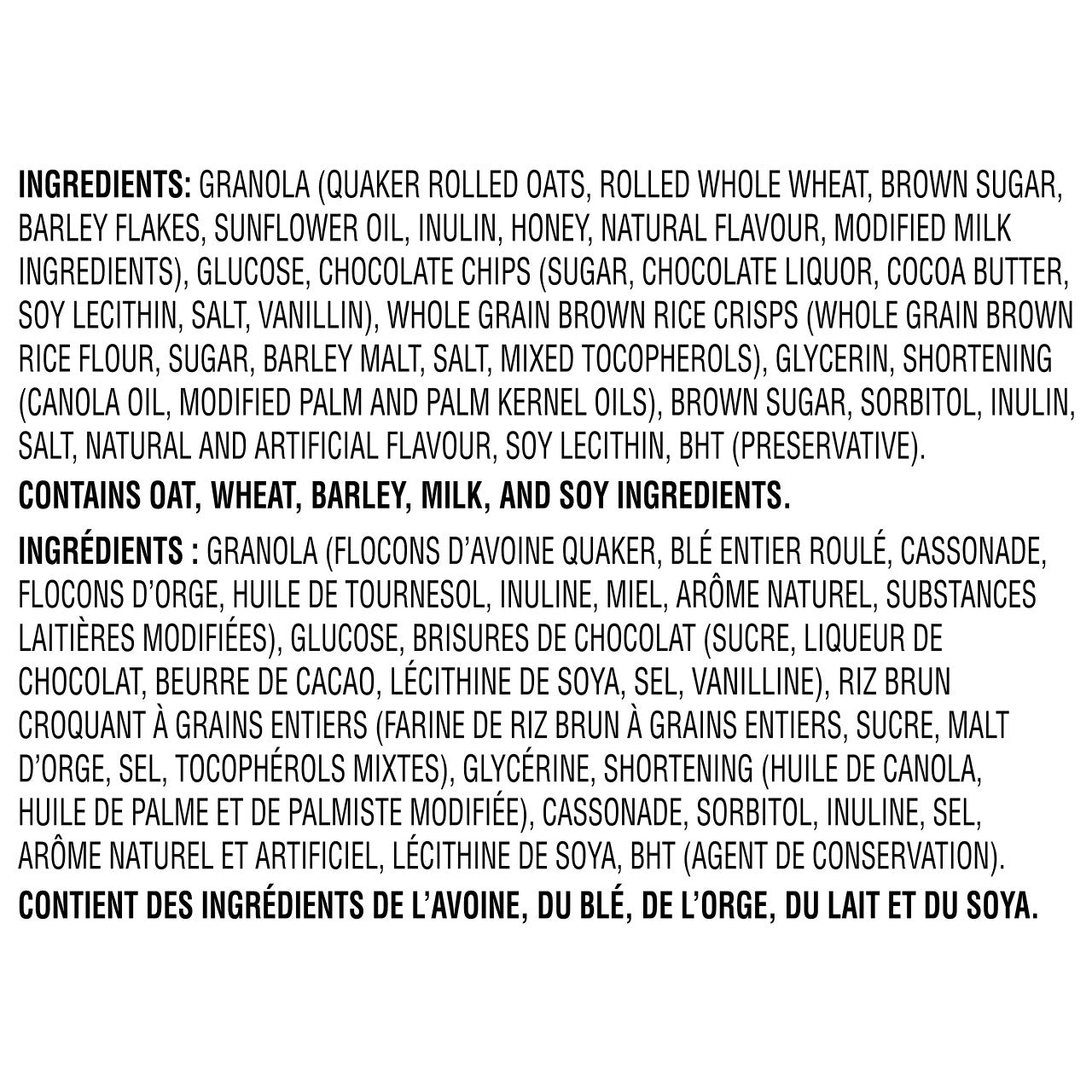 Quaker Chewy Chocolate Chip Granola Bars, Peanut Free 40-Count {Imported from Canada}