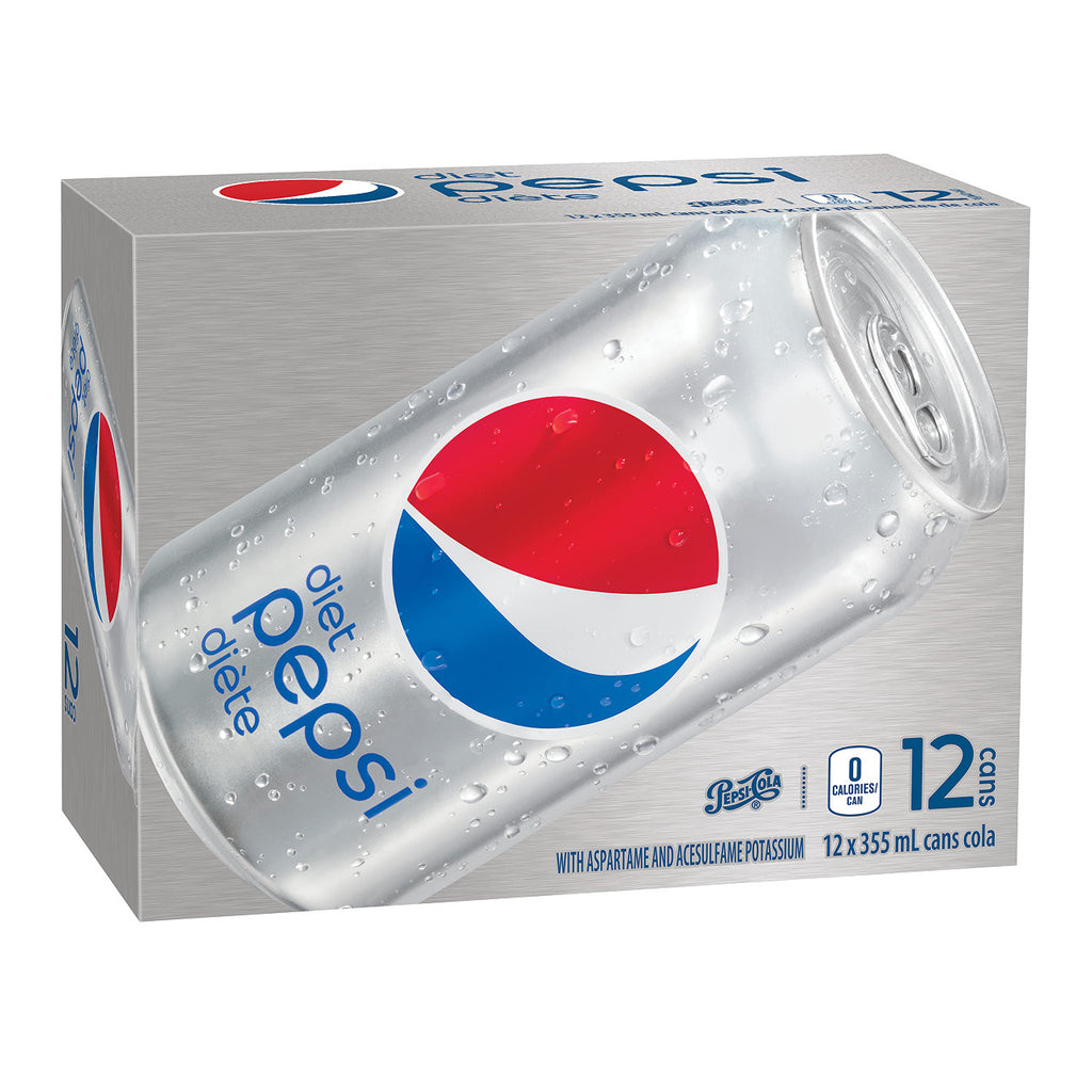 Diet Pepsi Soft Drink Pop Cans, 355mL/12oz., 12 Pack, {Imported from Canada}