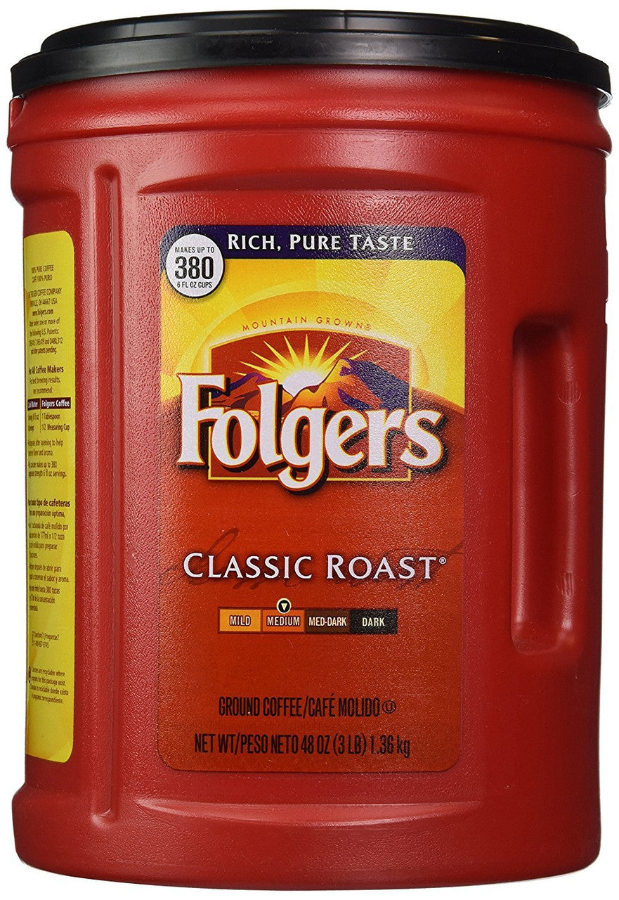 Folgers Classic Medium Roast Ground Coffee,1.36kg 3lb{Imported from Canada}