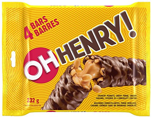 OH Henry! Chocolate Candy Bars 232g/8.2 oz.  (4 Full Sized) {Imported From Canada}