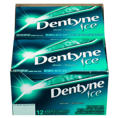 Dentyne Ice Shiver Chewing Gum, 12 Count, {Imported from Canada}