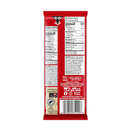 Back of KitKat Classic Milk Chocolate Wafer Bar - 99g packaging on a white background