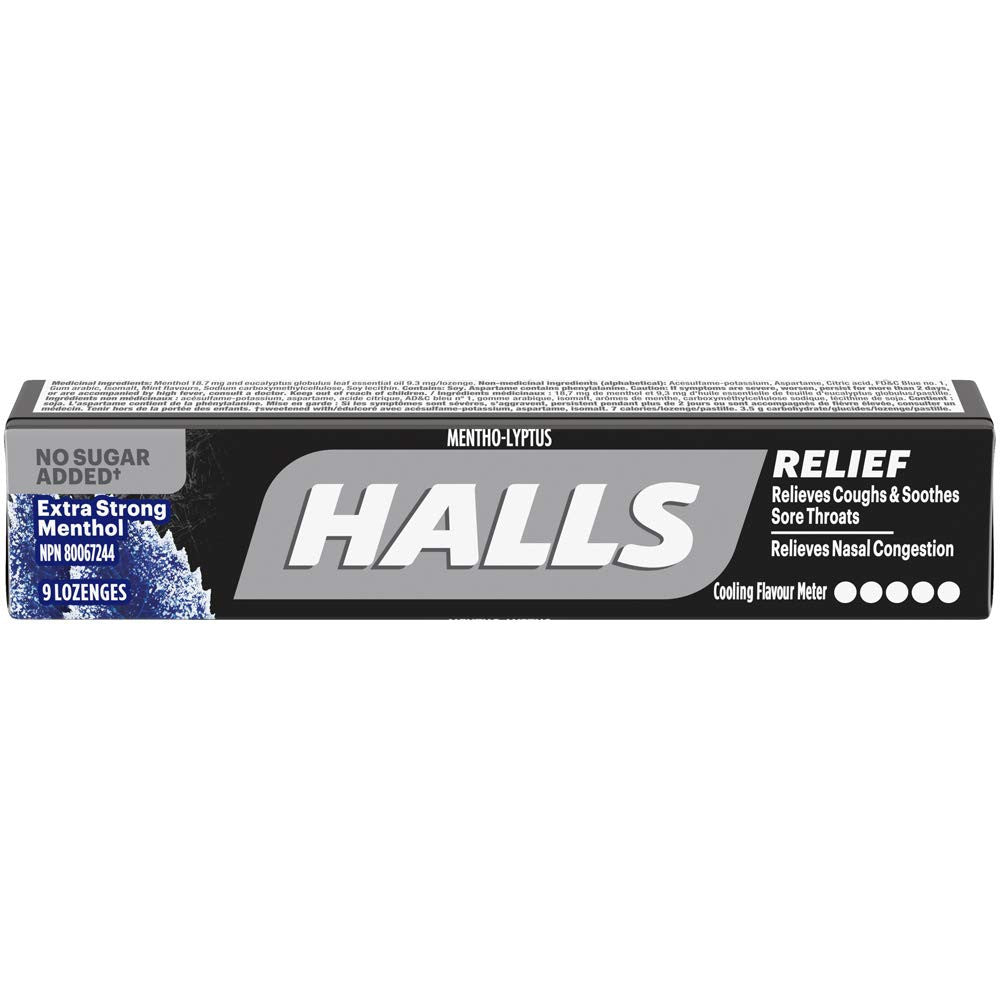 Halls Extra Strong Menthol, 20x9/180ct {Imported from Canada}