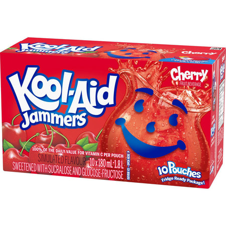 KOOL-AID Jammers Cherry Juice, 10ct, 180ml, {Imported from Canada}