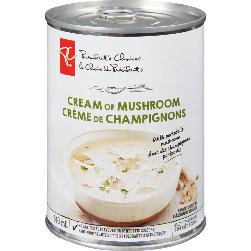PRESIDENT'S CHOICE, Cream Of Mushroom Soup, 540mL/18.3 fl.oz., {Imported from Canada}