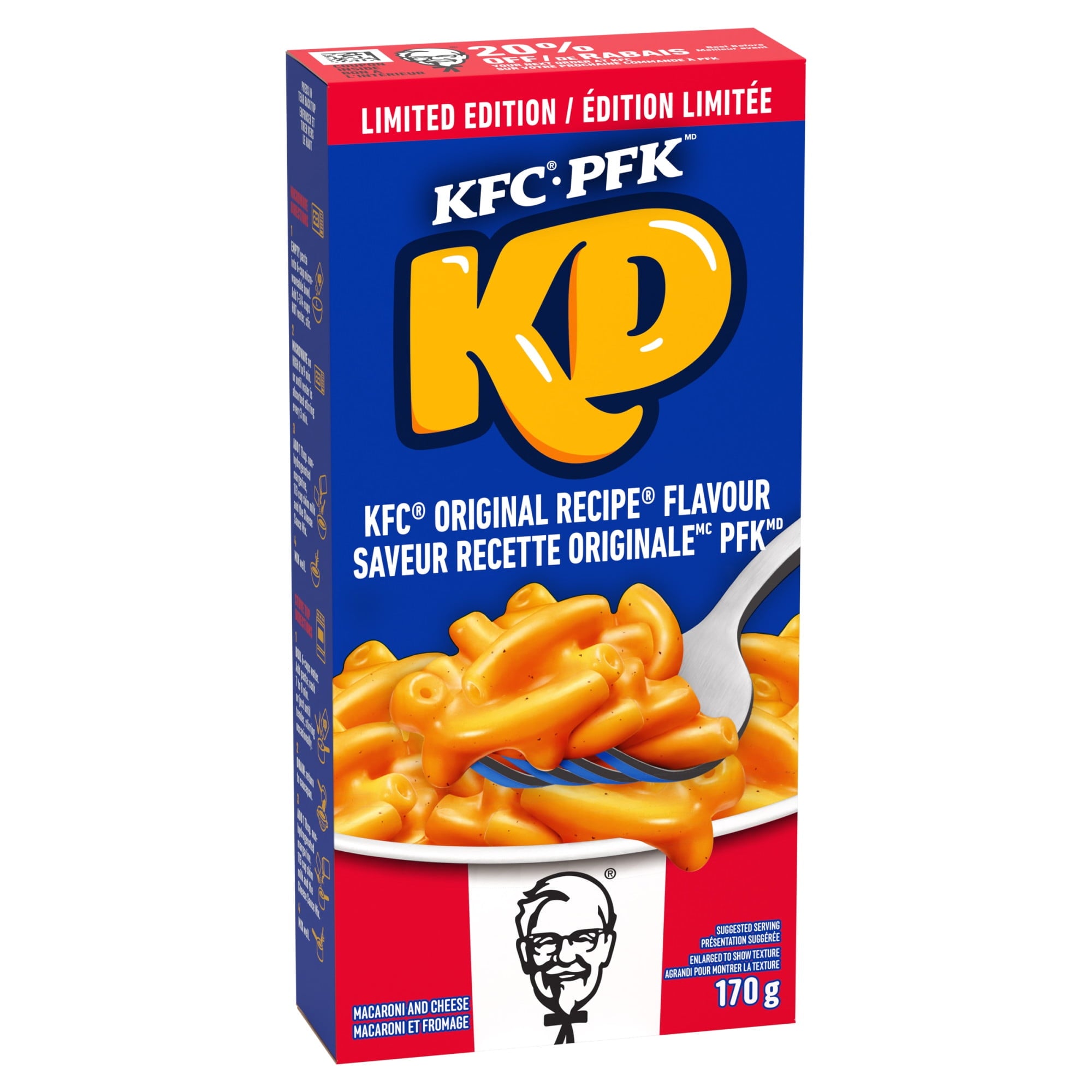 KD Kraft Dinner KFC Original Recipe Flavored Mac & Cheese Mix, 170g/6 oz.