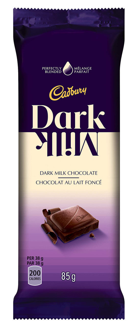 Cadbury Dark Milk Chocolate, 85 grams 3.0 ounces {Imported from Canada}