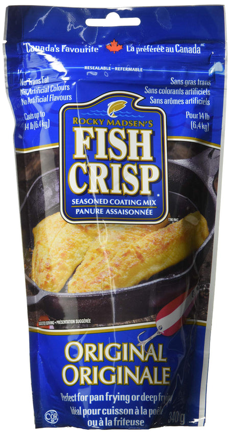 Rocky Madsen's Fish Crisp, Seasoned Coating Mix, Original, 340g/12 oz.,Bag., (6 Pack) {Imported from Canada}