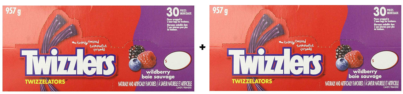Twizzlers Twizzelators Wildberry 957g/33.75oz. (2pk) {Imported from Canada}