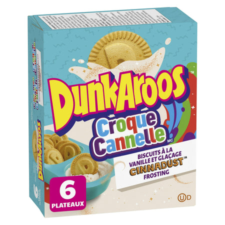 DunkAroos, Cinnamon Toast Crunch Vanilla Cookies and Cinnadust Frosting, 6 x 28g, front of box.