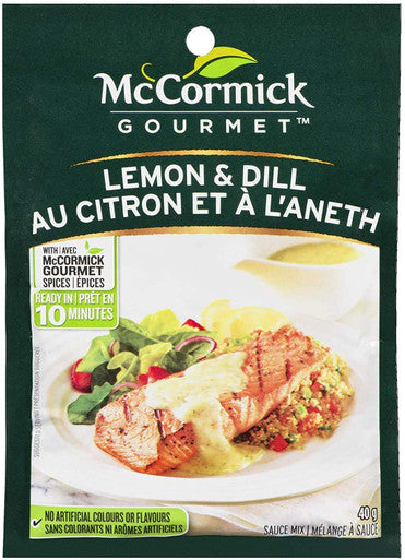 McCormick Gourmet, Lemon & Dill Dry Mix, 40g/1.4 oz., (12 packs) {Imported from Canada}