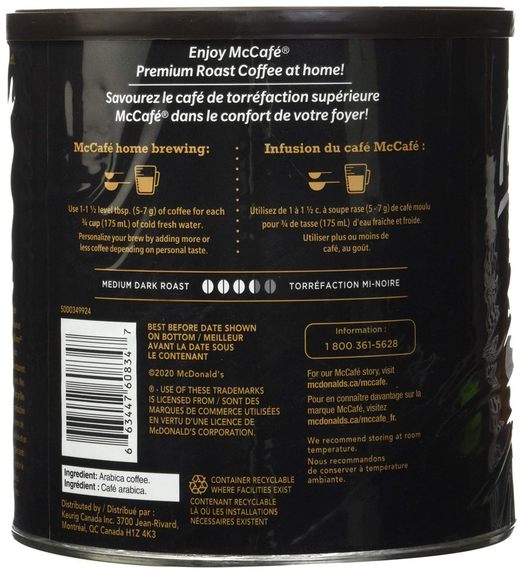 McCafe Medium Dark Premium Roast Ground Coffee, 950g/33.5 oz., {Imported from Canada}