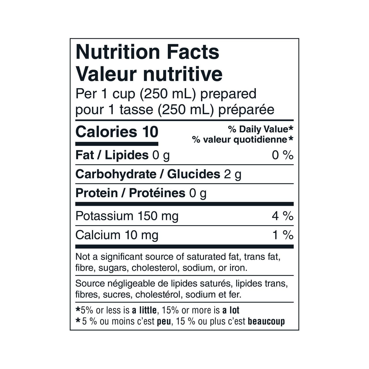 Nutrition facts label for Our Finest 100% Colombian Medium Roast Ground Coffee - 907g on a white background