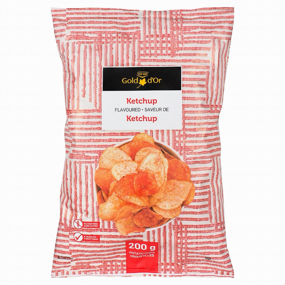 CO-OP Gold d'Or, Potato Chips, Ketchup Flavoured, 200 grams/7.1 ounce, Bag, {Imported from Canada}