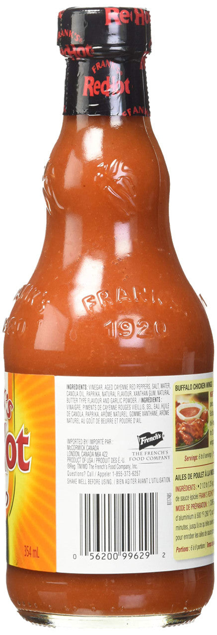 Frank's RedHot, Hot Sauce, Hot Buffalo Wings, 354ml/12 oz, {Imported from  Canada}