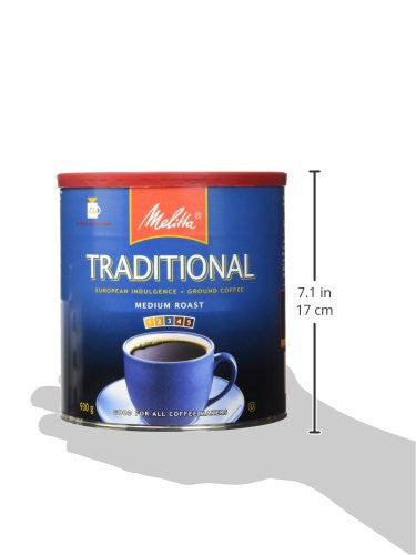 MELITTA Traditional Medium Roast Ground Coffee, 100% Arabica Coffee Beans, 930 g/32.8oz (Imported from Canada)