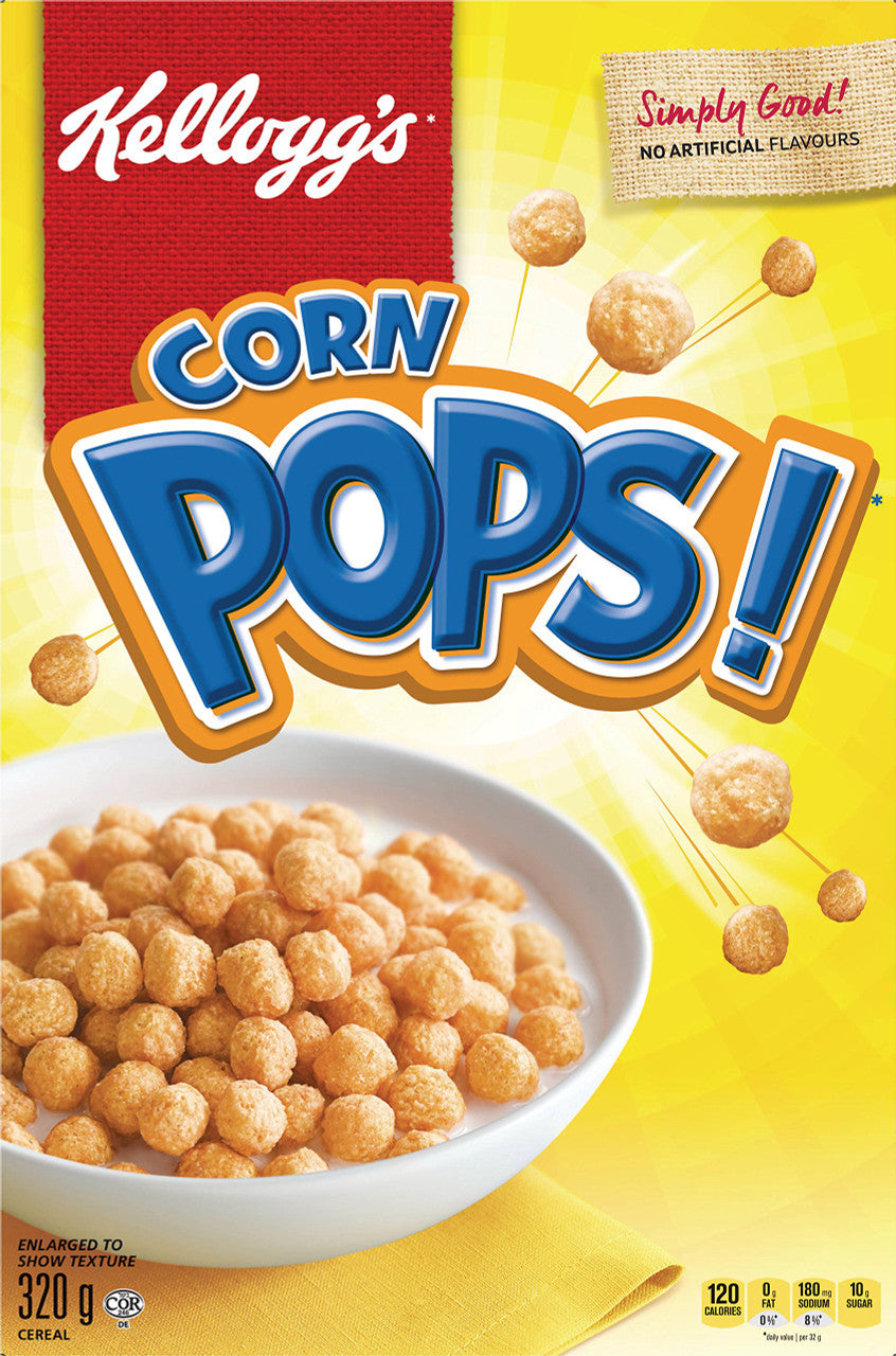 Corn Pop Kellogg’s Corn Pops Cereal 320g/11.3 oz., {Imported from Canada}