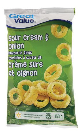 Great Value Sour Cream & Onion Flavoured Rings, 150g/5.3oz, (Imported from Canada)