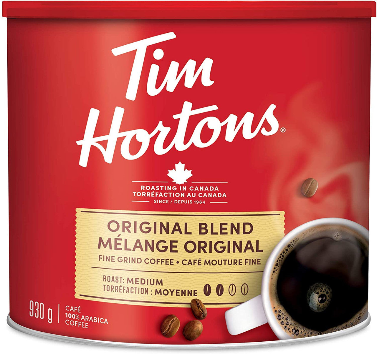 Tim Hortons Original Coffee, Fine Grind Coffee,medium, 930g/33oz.,(2pk.) {Imported from Canada}