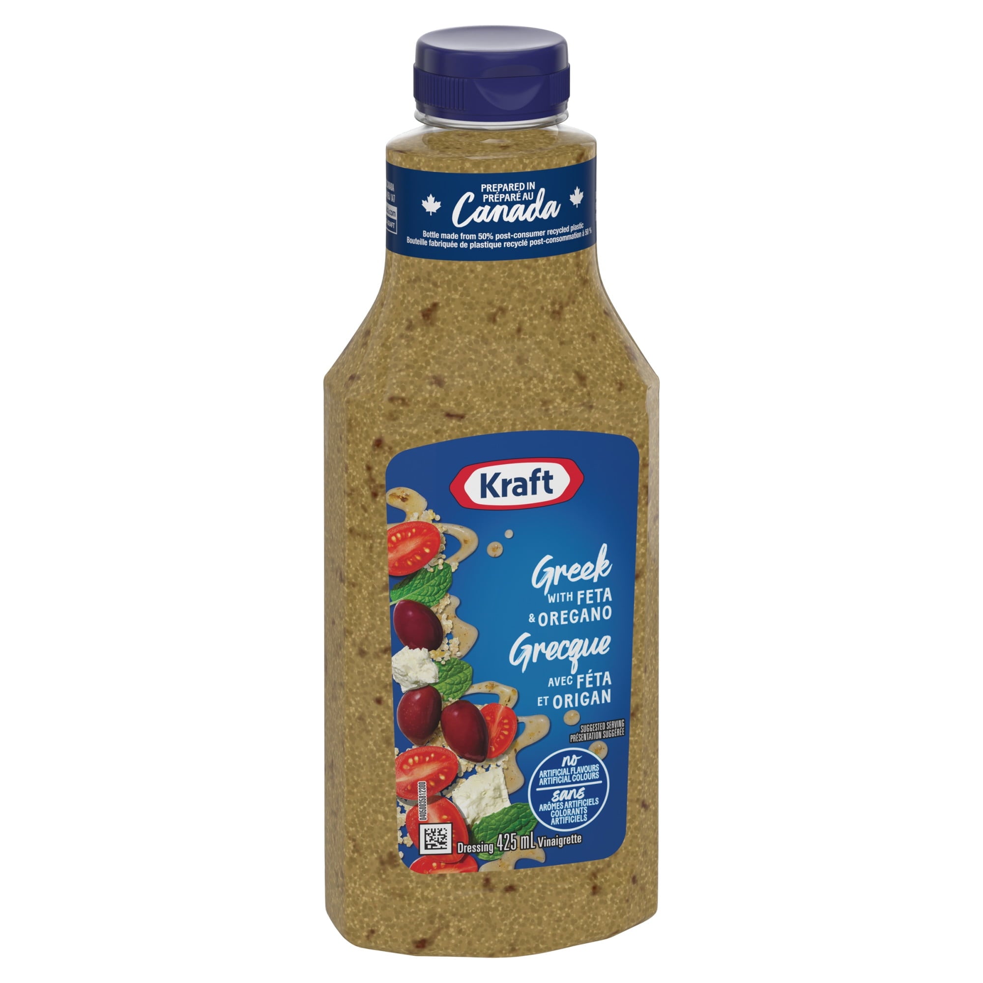 Kraft Greek Feta & Oregano Salad Dressing 425ml/14.4 oz., Bottle, front of bottle