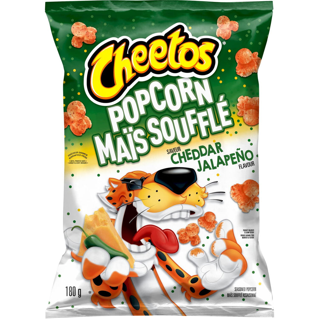 Cheetos Popcorn Cheddar Jalapeno Flavor, 180g/6.3 oz., Bag, front of bag