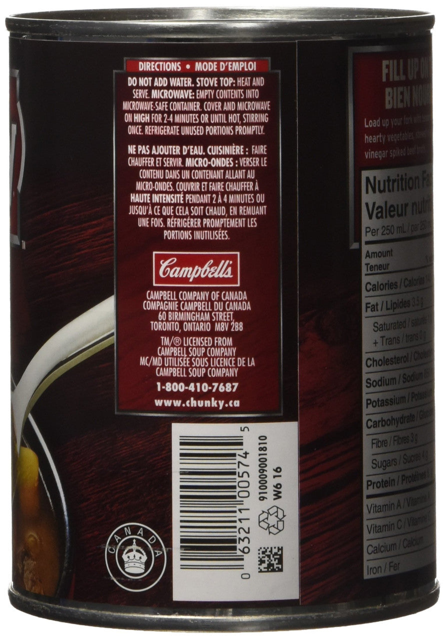 Campbell's Chunky Vegetable Beef Soup, 540ml/18.3 oz. (Imported from Canada)