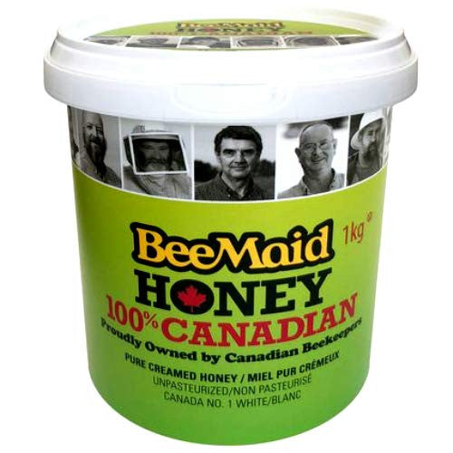 BeeMaid Honey 100% Canadian UnPasteurized Pure Creamed Honey 1kg/2.2lbs (Imported from Canada)