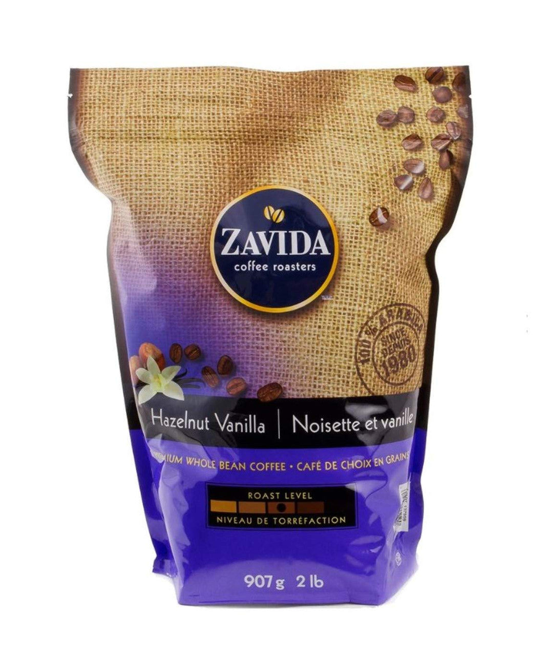 Zavida Premium Hazelnut Vanilla Whole Bean Coffee, 907g/2 LB. {Imported from Canada}